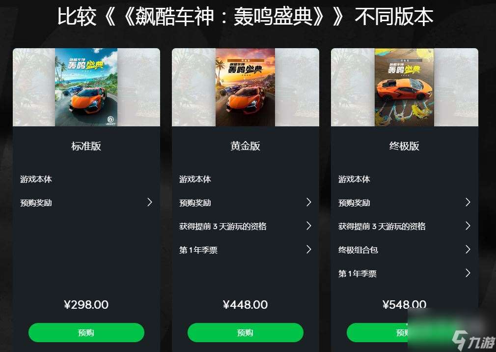 飙酷车神轰鸣盛典不同版本有什么区别介绍