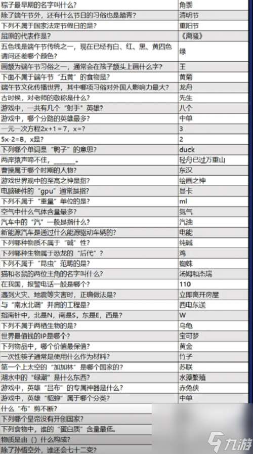 火源战纪益智答题答案大全最新一览