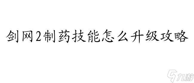 剑网2制药技能怎么升级攻略 - 最全面的攻略指南