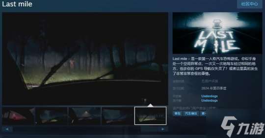 第一人称汽车恐怖游戏《Last mile》Steam页面 支持简中