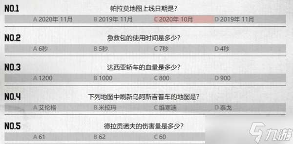 pubg重返故地答题答案大全