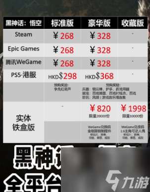 黑神话悟空标准版和豪华版区别