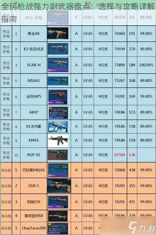 全民枪战强力副武器盘点：选择与攻略详解指南