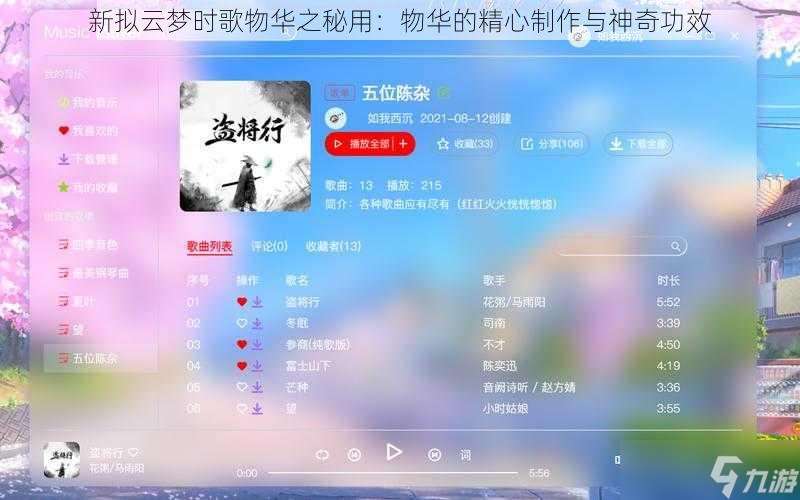 新擬云夢時歌物華之秘用：物華的精心制作與神奇功效