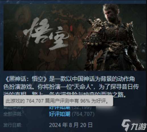 黑神话：悟空发售已满百日：Steam通关率高达