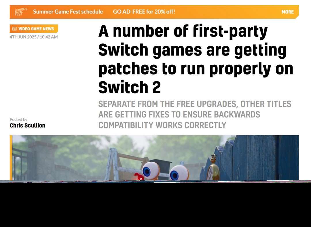 Switch多款第一方游戲迎來補丁 以兼容Switch 2