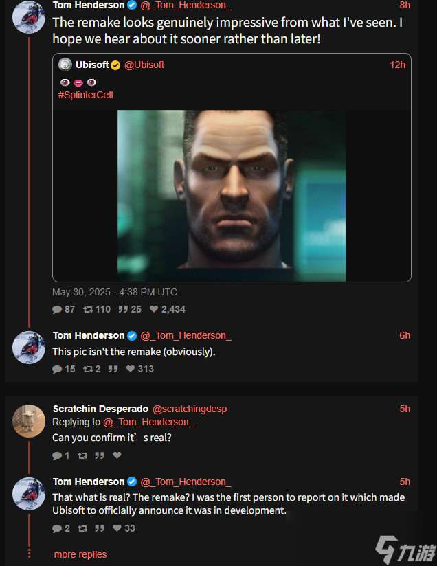 育碧预热《细胞分裂：重制版》 舅舅称“画面相当惊艳”