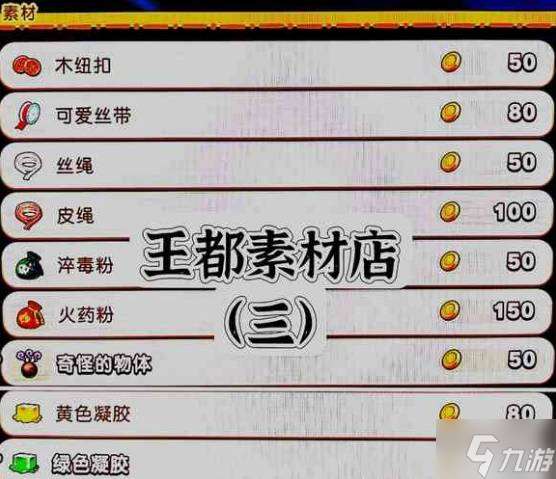 《幻想生活i》王都商店出售物品一覽