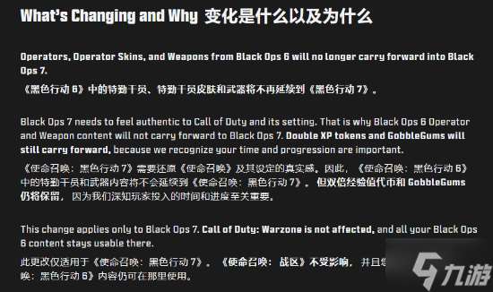 《使命召喚22:黑色行動7》不會繼承前作皮膚等內容:確保設定真實