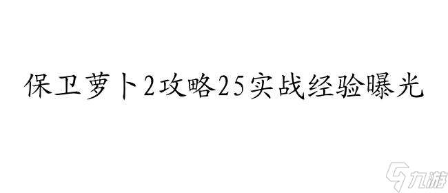 保卫萝卜2攻略25怎么能-最新攻略推荐-游戏玩法解析