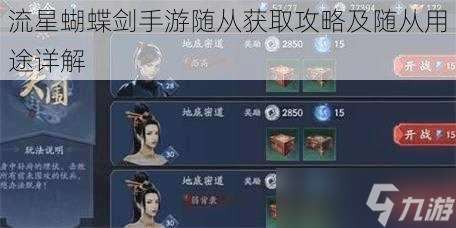 流星蝴蝶剑手游随从获取攻略及随从用途详解