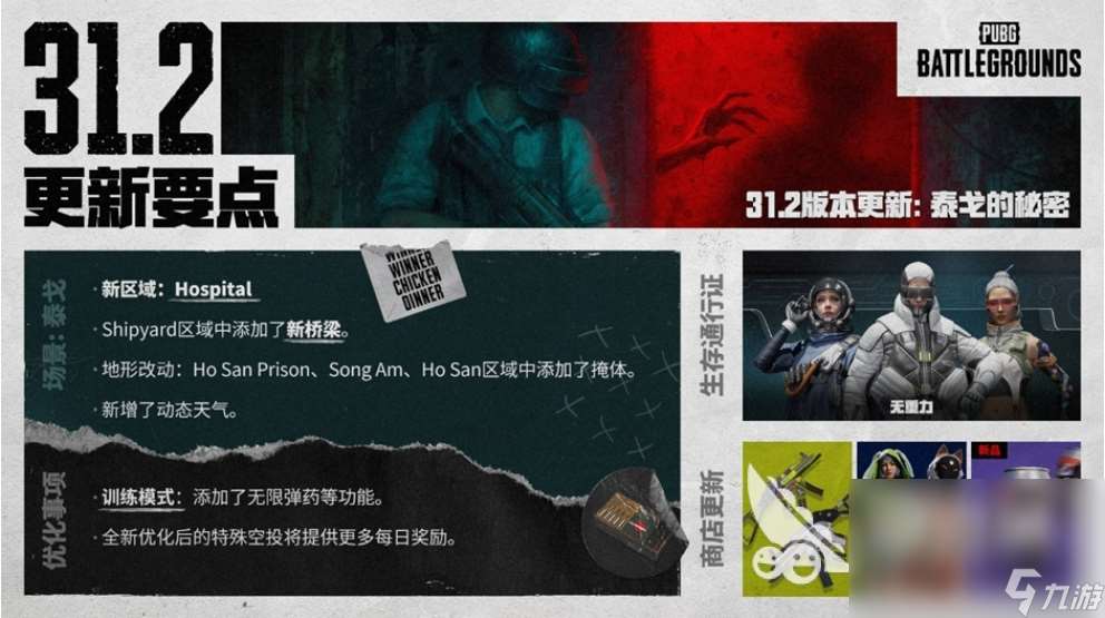 PUBG更新公告分享 绝地求生31.2版本更新内容