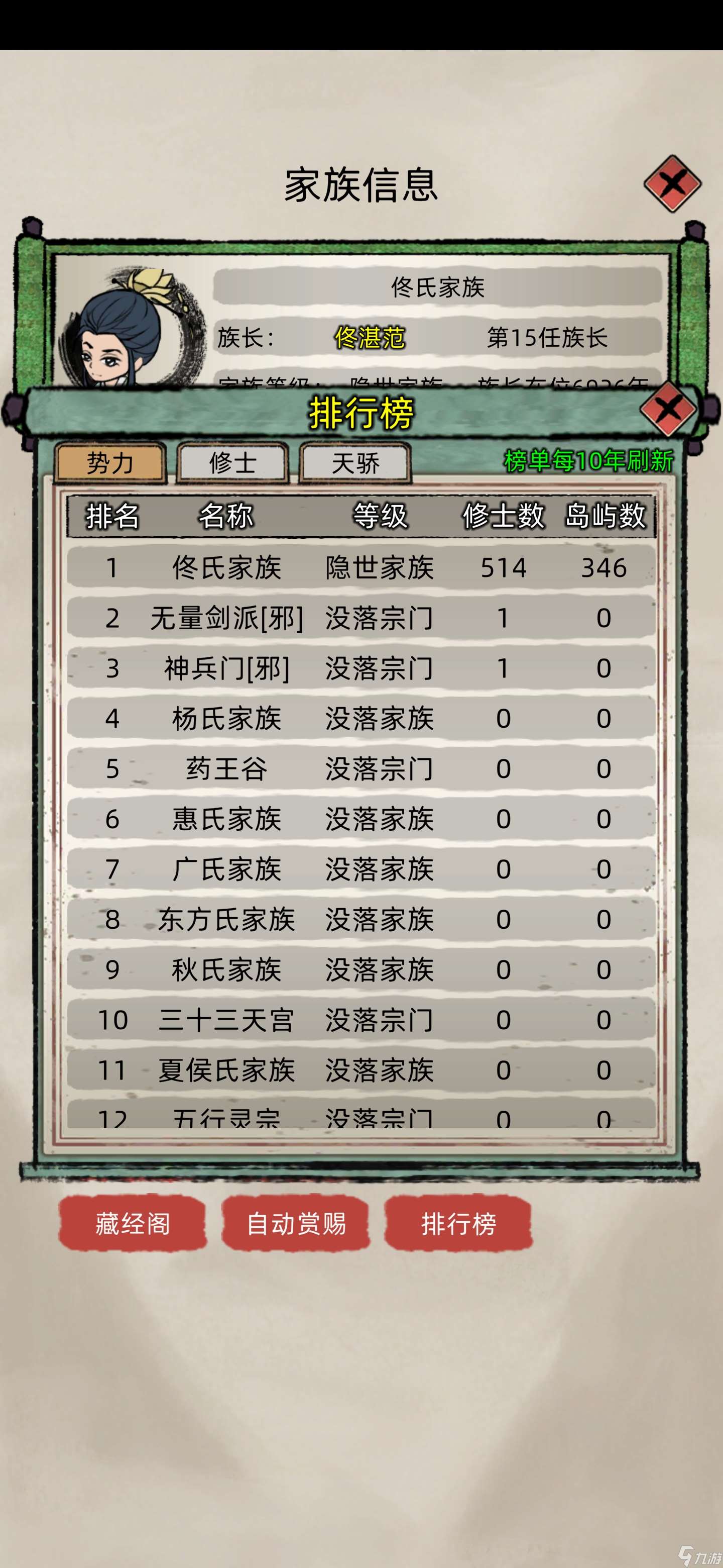 修仙家族模拟器零广告零功德毕业的一些心得