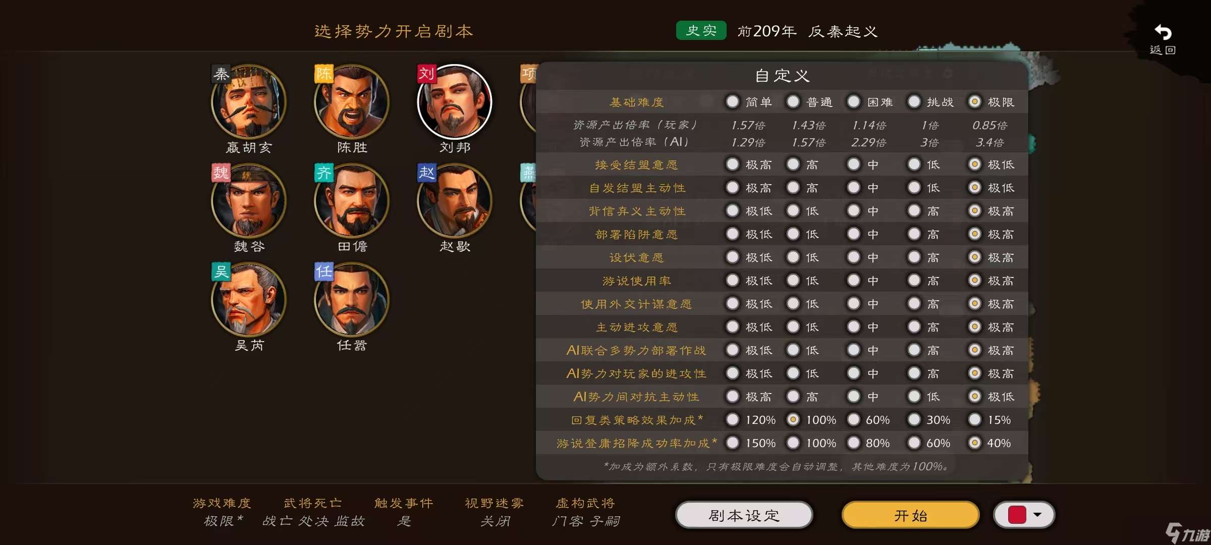 逐鹿楚漢《反秦起義》劇本極限劉邦破局思路